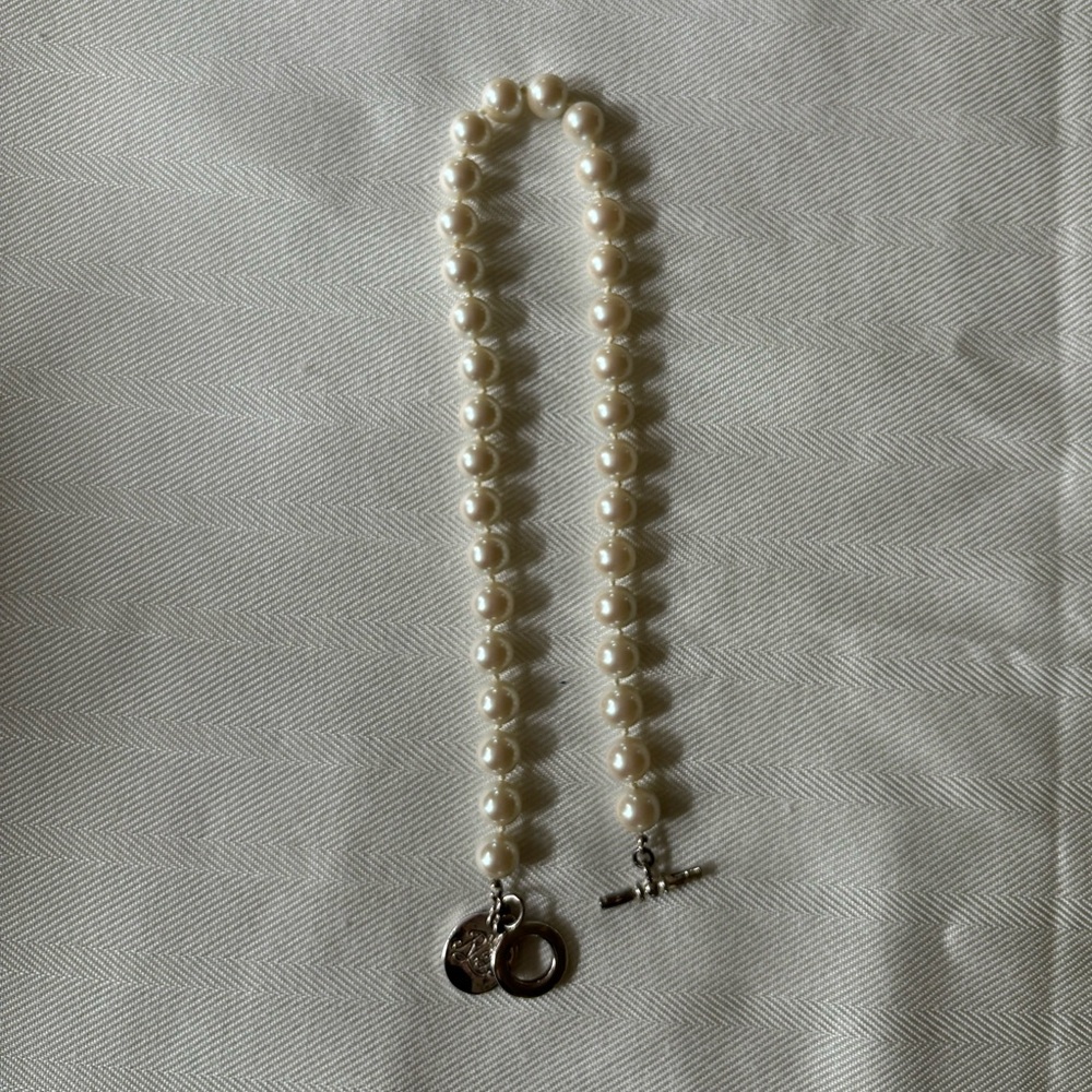 Vintage Ralph Lauren Faux Pearls Necklace with Sterling Silver Toggle Clasp